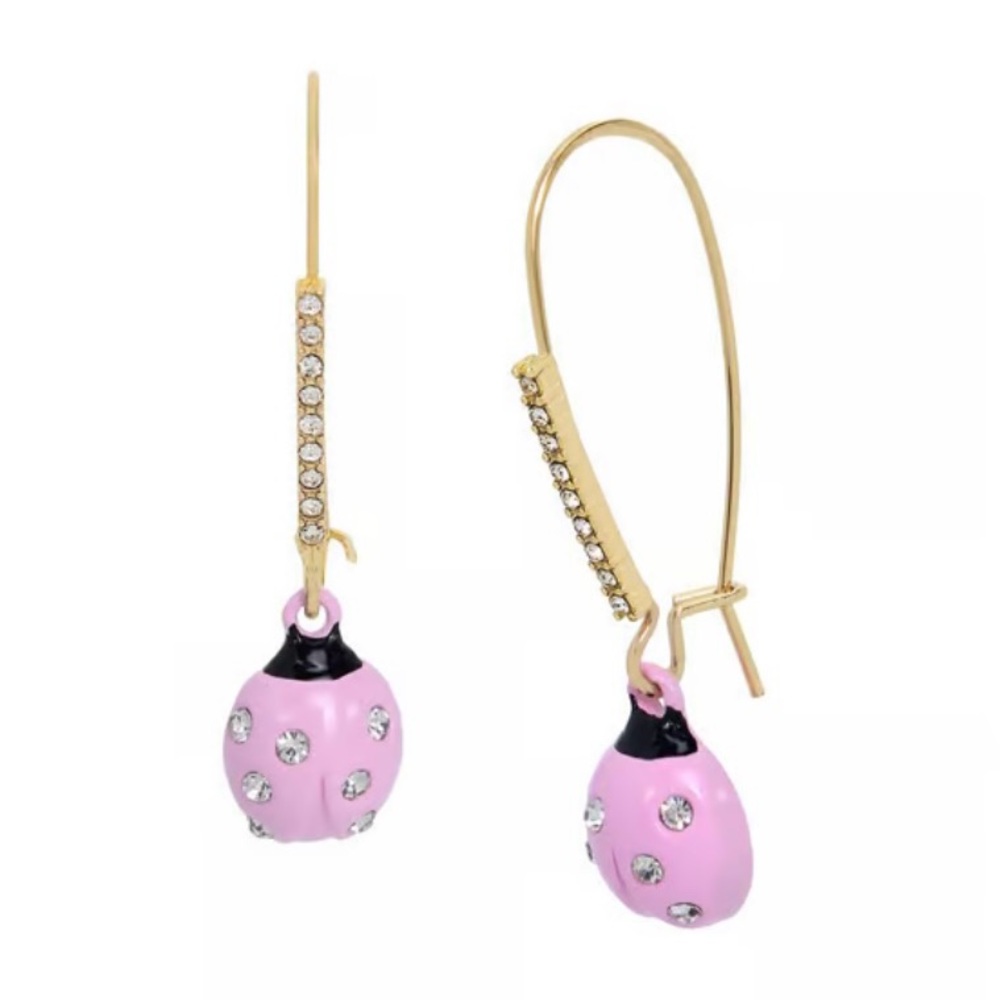 NWT Betsey Johnson Ladybug Hoop Drop Earrings